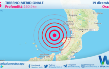 Scossa di terremoto magnitudo 2.5 nel Tirreno Meridionale (MARE)