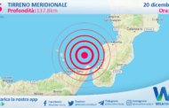 Scossa di terremoto magnitudo 2.5 nel Tirreno Meridionale (MARE)