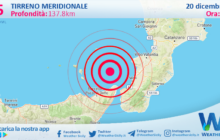 Scossa di terremoto magnitudo 2.5 nel Tirreno Meridionale (MARE)