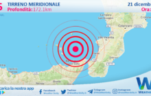 Scossa di terremoto magnitudo 2.5 nel Tirreno Meridionale (MARE)