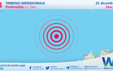 Scossa di terremoto magnitudo 3.8 nel Tirreno Meridionale (MARE)