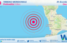 Scossa di terremoto magnitudo 2.9 nel Tirreno Meridionale (MARE)