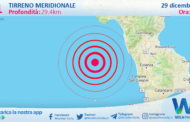 Scossa di terremoto magnitudo 4.1 nel Tirreno Meridionale (MARE)