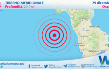 Scossa di terremoto magnitudo 4.1 nel Tirreno Meridionale (MARE)