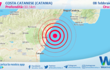 Scossa di terremoto magnitudo 2.7 nei pressi di Costa Catanese (Catania)