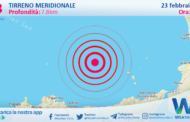 Scossa di terremoto magnitudo 3.3 nel Tirreno Meridionale (MARE)