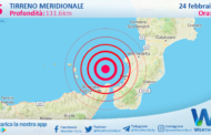 Scossa di terremoto magnitudo 2.5 nel Tirreno Meridionale (MARE)