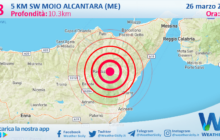 Scossa di terremoto magnitudo 2.8 nei pressi di Moio Alcantara (ME)