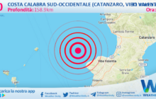 Scossa di terremoto magnitudo 3.0 nei pressi di Costa Calabra sud-occidentale (Catanzaro, Vibo Valentia, Reggio di Calabria)