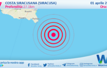 Scossa di terremoto magnitudo 2.7 nei pressi di Costa Siracusana (Siracusa)