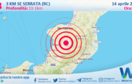 Scossa di terremoto magnitudo 2.8 nei pressi di Serrata (RC)