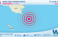 Scossa di terremoto magnitudo 3.3 nel Mar Ionio Meridionale (MARE)