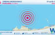 Scossa di terremoto magnitudo 2.6 nel Tirreno Meridionale (MARE)