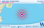 Scossa di terremoto magnitudo 2.7 nel Mar Ionio Meridionale (MARE)