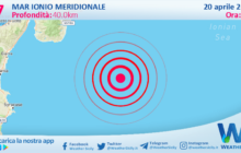 Scossa di terremoto magnitudo 2.7 nel Mar Ionio Meridionale (MARE)