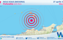 Scossa di terremoto magnitudo 2.7 nei pressi di Isole Eolie (Messina)