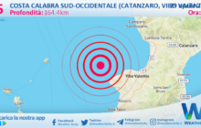 Scossa di terremoto magnitudo 2.5 nei pressi di Costa Calabra sud-occidentale (Catanzaro, Vibo Valentia, Reggio di Calabria)