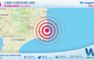 Scossa di terremoto magnitudo 3.4 nei pressi di Crotone (KR)