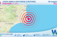 Scossa di terremoto magnitudo 2.6 nei pressi di Costa Ionica Crotonese (Crotone)