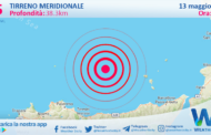 Scossa di terremoto magnitudo 3.5 nel Tirreno Meridionale (MARE)