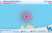 Scossa di terremoto magnitudo 2.5 nel Tirreno Meridionale (MARE)