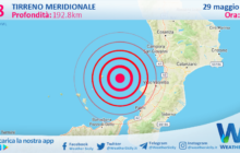 Scossa di terremoto magnitudo 2.8 nel Tirreno Meridionale (MARE)