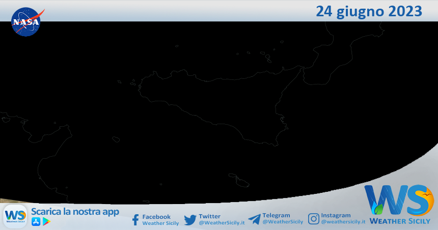 Meteo Sicilia: immagine satellitare Nasa di sabato 24 giugno 2023