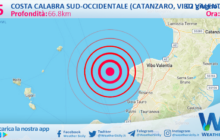 Scossa di terremoto magnitudo 2.5 nei pressi di Costa Calabra sud-occidentale (Catanzaro, Vibo Valentia, Reggio di Calabria)