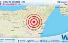 Scossa di terremoto magnitudo 2.6 nei pressi di Bronte (CT)