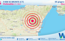 Scossa di terremoto magnitudo 2.5 nei pressi di Bronte (CT)