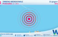 Scossa di terremoto magnitudo 2.8 nel Tirreno Meridionale (MARE)