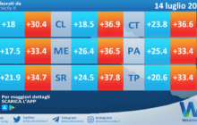 Meteo Sicilia: temperature previste per domani, venerdì 14 luglio 2023