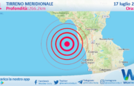 Scossa di terremoto magnitudo 3.1 nel Tirreno Meridionale (MARE)