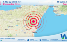 Scossa di terremoto magnitudo 3.1 nei pressi di Milo (CT)