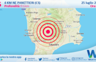 Scossa di terremoto magnitudo 2.5 nei pressi di Panettieri (CS)