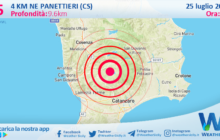 Scossa di terremoto magnitudo 2.5 nei pressi di Panettieri (CS)