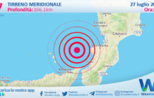 Scossa di terremoto magnitudo 3.7 nel Tirreno Meridionale (MARE)