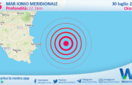 Scossa di terremoto magnitudo 3.6 nel Mar Ionio Meridionale (MARE)