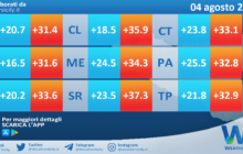 Meteo Sicilia: temperature previste per domani, venerdì 04 agosto 2023