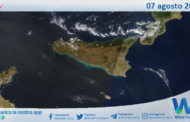 Meteo Sicilia: immagine satellitare Nasa di lunedì 07 agosto 2023