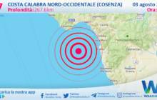 Scossa di terremoto magnitudo 2.7 nei pressi di Costa Calabra nord-occidentale (Cosenza)