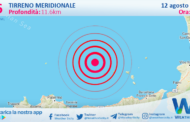 Scossa di terremoto magnitudo 2.6 nel Tirreno Meridionale (MARE)