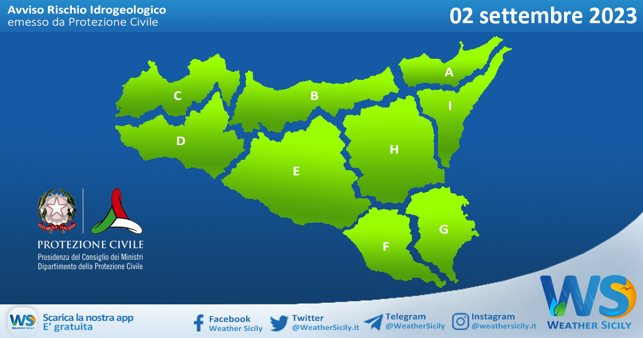 Meteo Sicilia: bollettino di allerta meteo per domani, sabato 02 settembre 2023