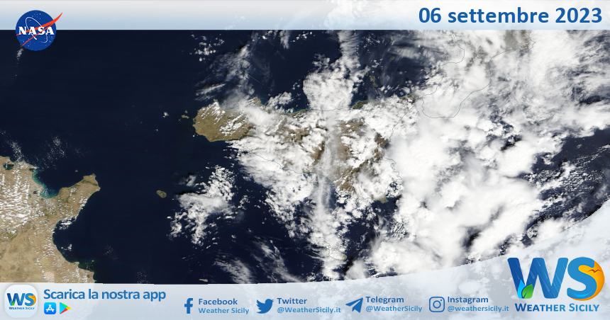 Meteo Sicilia: immagine satellitare Nasa di mercoledì 06 settembre 2023