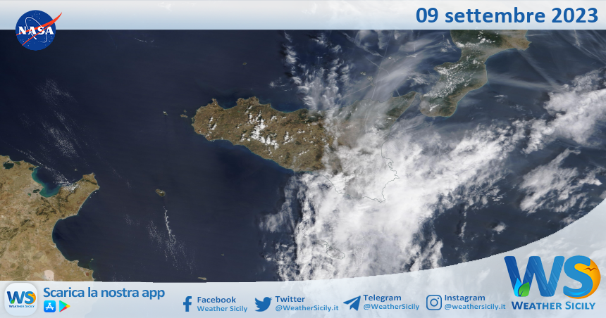 Meteo Sicilia: immagine satellitare Nasa di sabato 09 settembre 2023