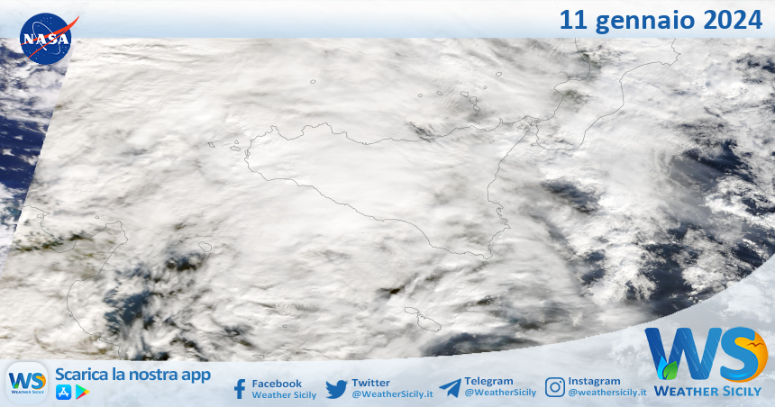 Meteo Sicilia: immagine satellitare Nasa di giovedì 11 gennaio 2024