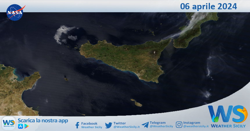 Meteo Sicilia: immagine satellitare Nasa di sabato 06 aprile 2024