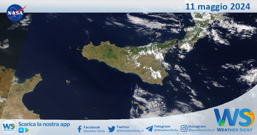 Meteo Sicilia: immagine satellitare Nasa di sabato 11 maggio 2024