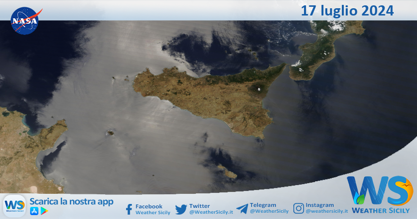 Meteo Sicilia: immagine satellitare Nasa di mercoledì 17 luglio 2024