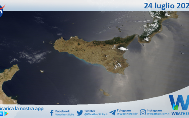 Meteo Sicilia: immagine satellitare Nasa di mercoledì 24 luglio 2024